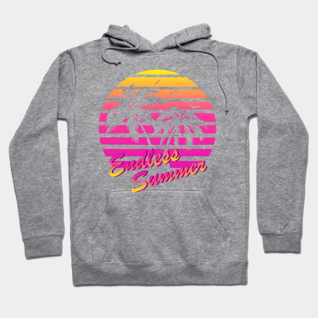 80s RETRO TROPICAL OCEAN ON A 80'S PINK SUN BACKGROUND Hoodie by iZiets